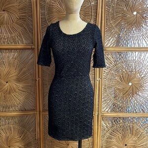 Free People Dress Lady Pucker Black Small Textured Short Sleeve Scoop Back